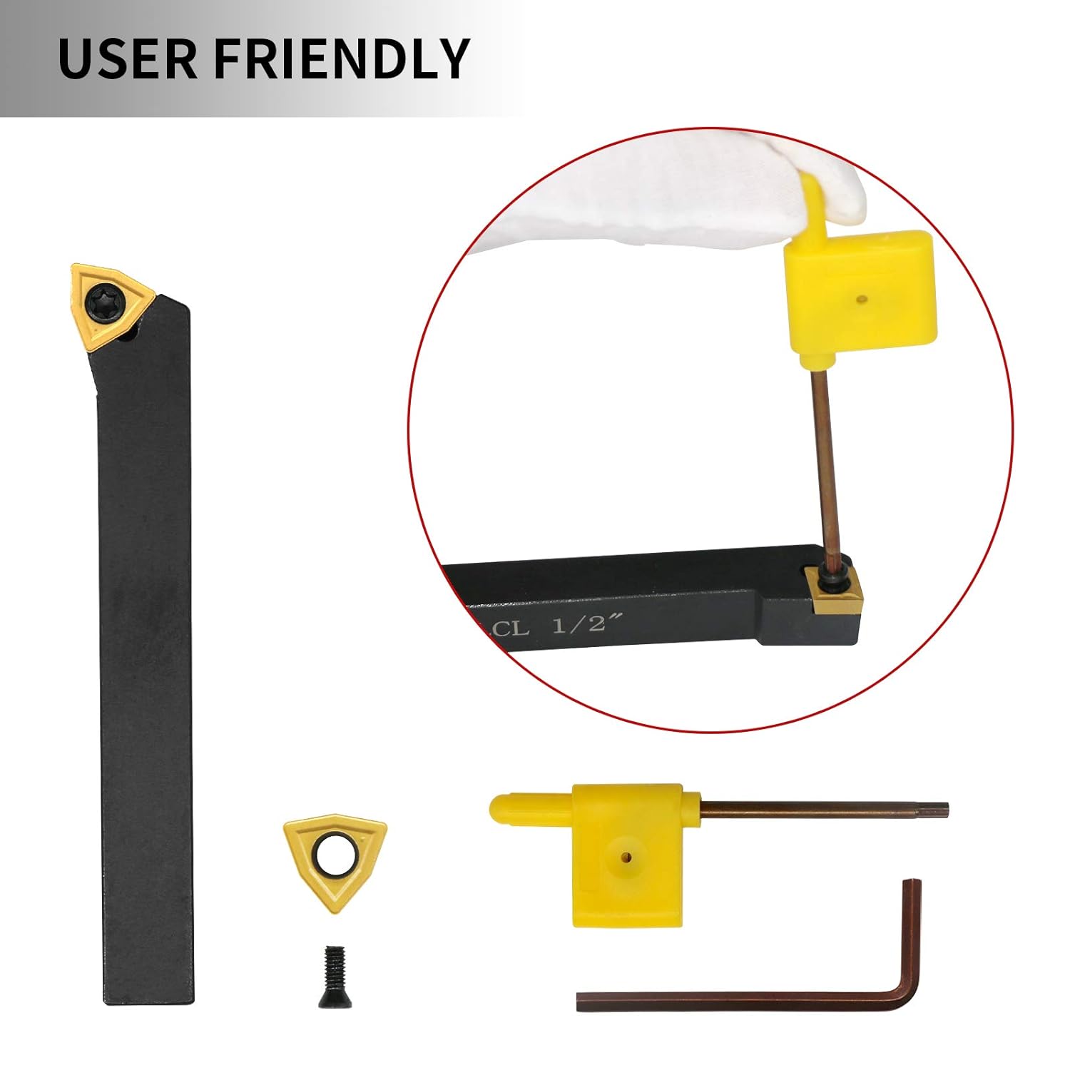 Indexable Lathe Turning Tool,1/2'' Shank 7 Pieces Carbide Turning Tool Set,Metal Lathe Tools Holder with Portable Case