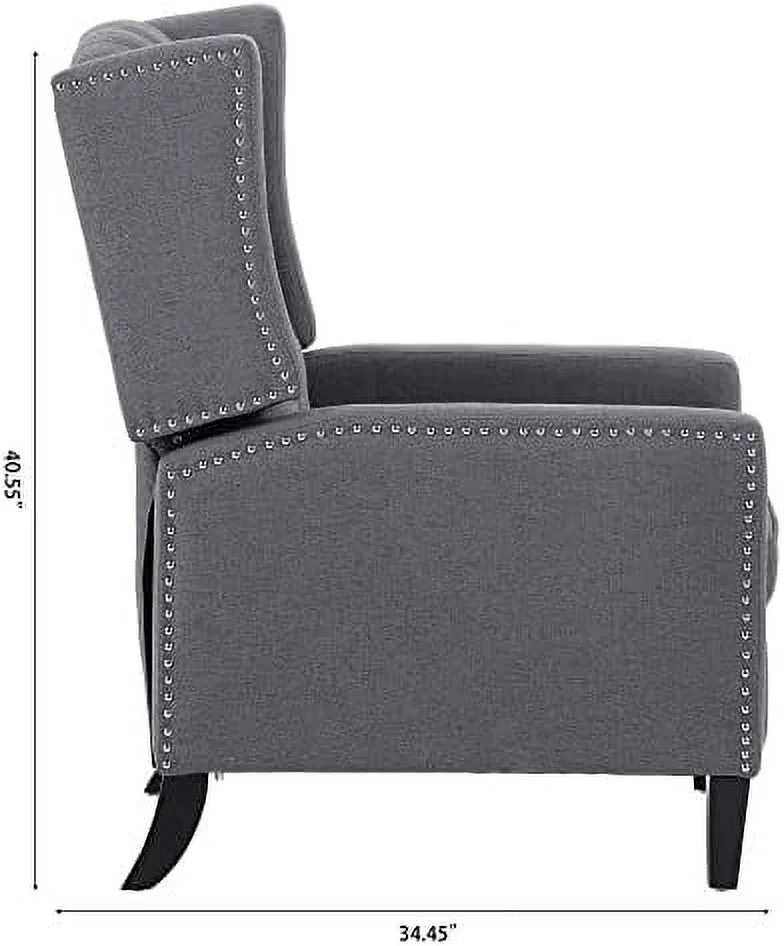 NLIBOOMLife Wingback Recliner Chair Breathable Fabric Push Back Recliner Chair for Living Room and Small Spaces Manual Pushback Recliner Sofa with