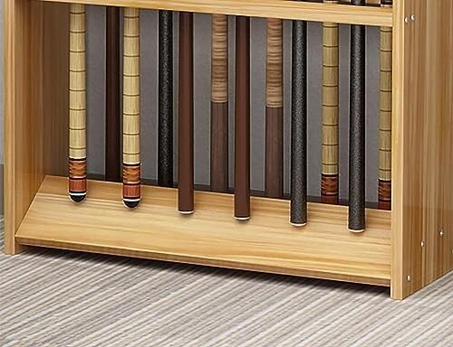 Teak Wooden Billiard Cue Rack Stand - Freestanding Pool Stick Holder for 12 Cues, Easy Assembly, Space-Saving Design for Home & Club Use