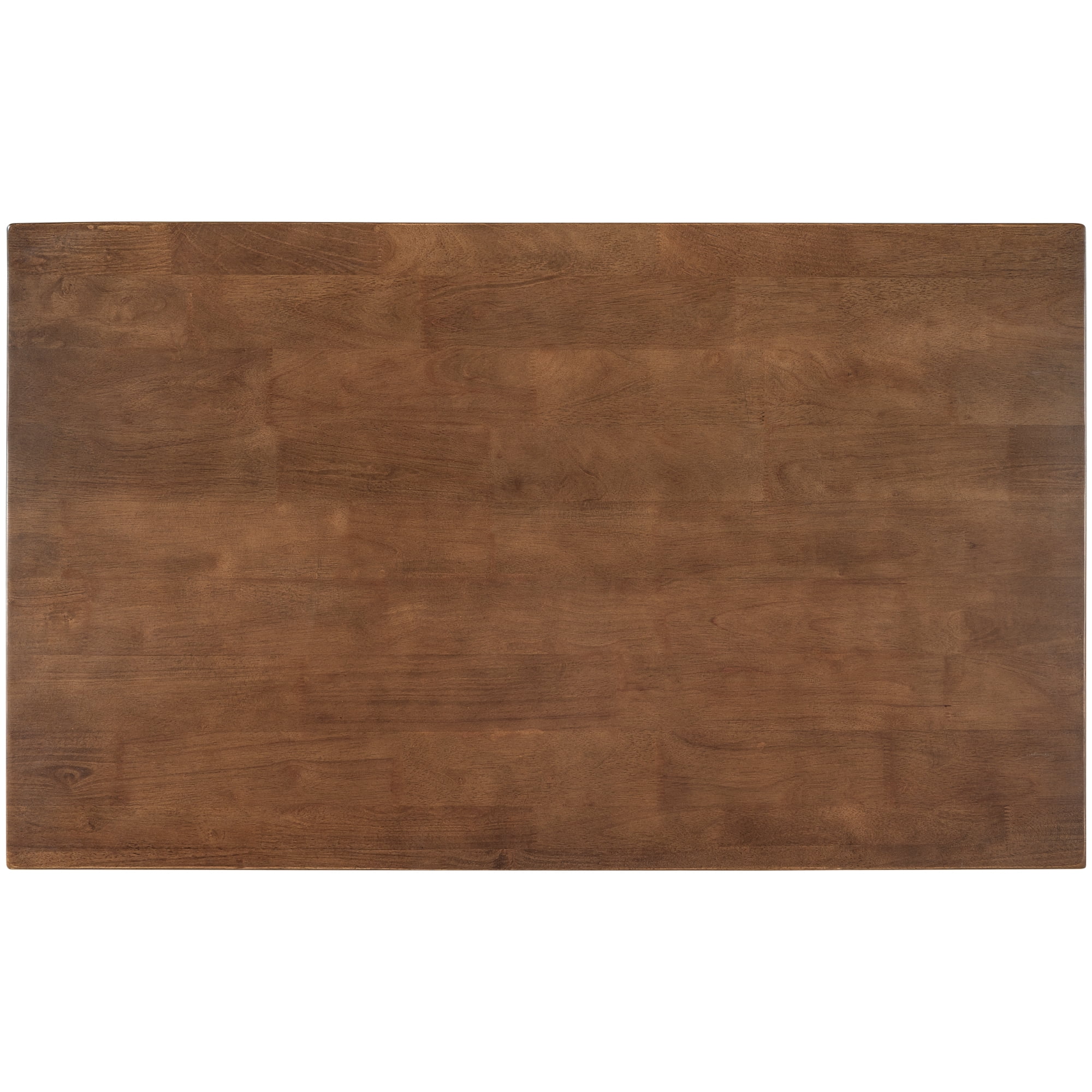 TOPMAX Solid Wood Rustic 45" Stationary Kitchen Island, Rubber Wood Butcher Block Dining Table Prep Table with 2 Open Shelves for Small Places