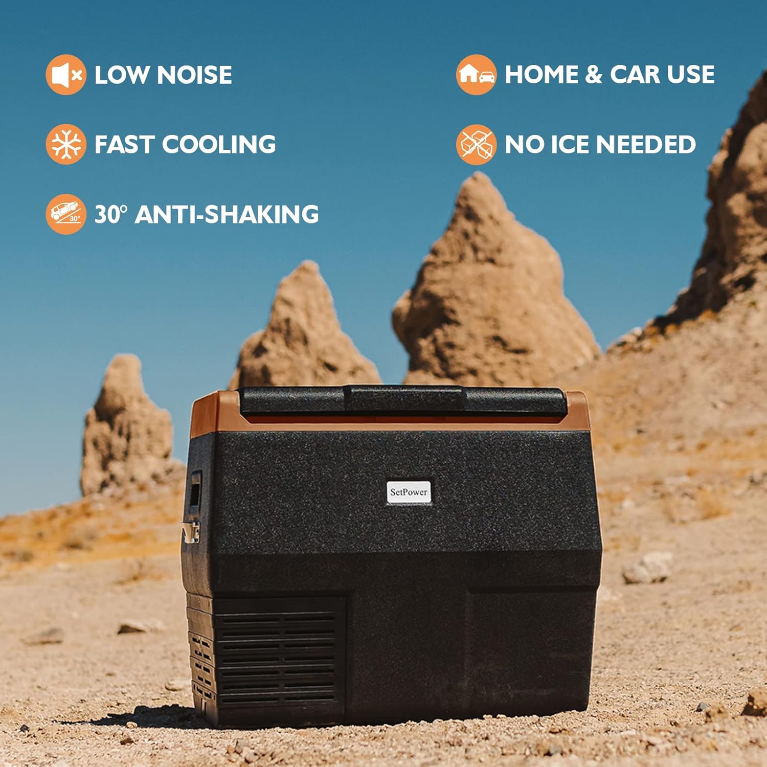 SetPower TC65 Portable Refrigerator, 12 volt Refrigerator, Portable Freezer Fridge, Electric Cooler, Power by DC & AC & Solar Panel & Power Station