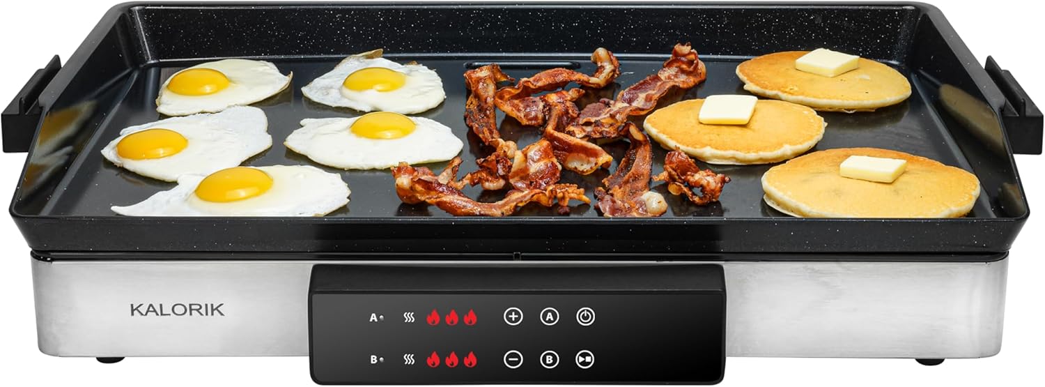 Kalorik MAXX 2-in-1 Electric Griddle & Double Cooktop, Stainless Steel (GR 52470 SS)