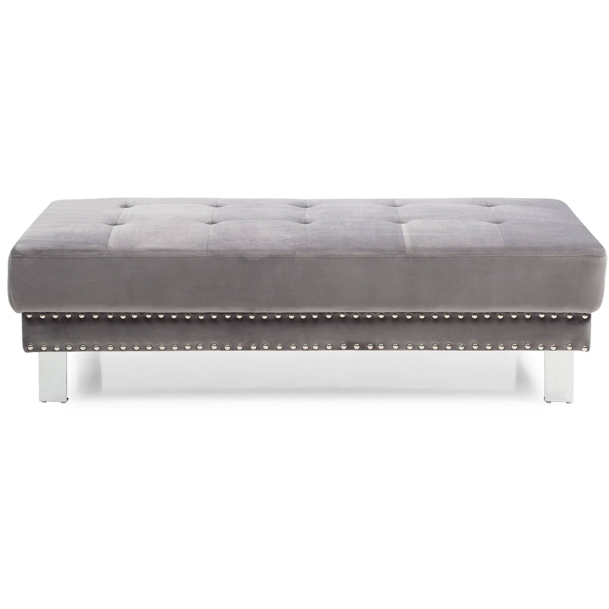 Glory Furniture Derek Velvet Ottoman in Black - G372-O