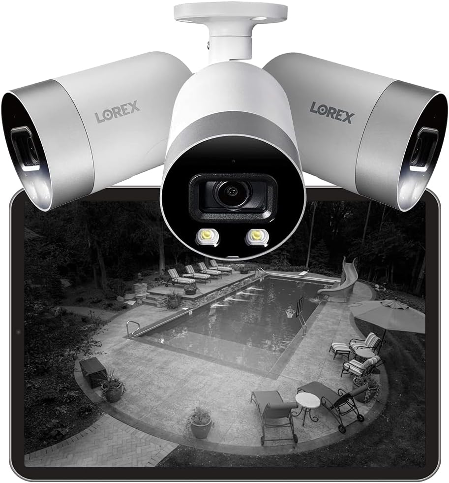 Lorex 4K Ultra HD 8-Channel Fusion Series NVR System with 4 Smart Deterrence 4K (8MP) IP Cameras, 150FT Night Vision and 2TB Hard Drive