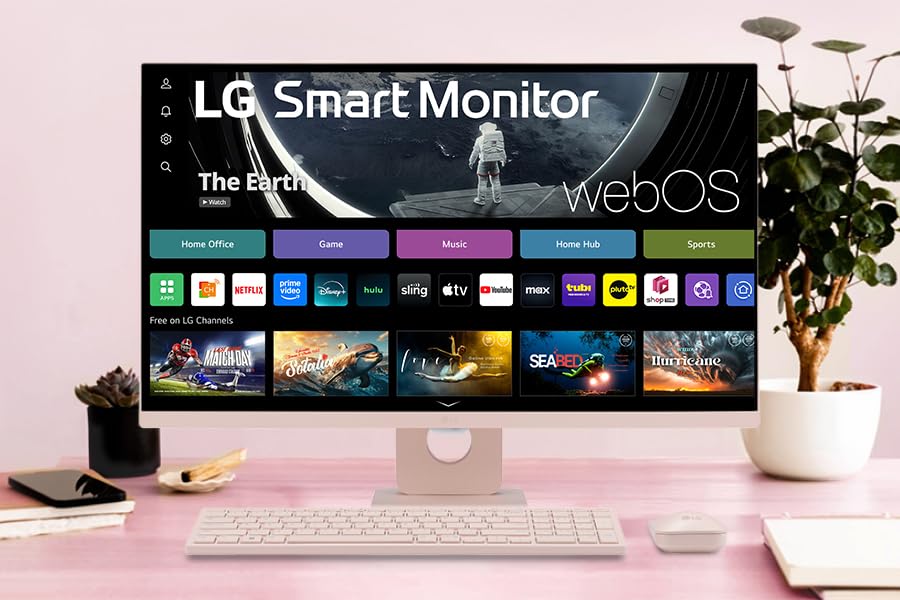 LG 27SR50F-W Smart Monitor 27-Inch FHD (1920x1080) IPS Display, webOS 23, HDR 10, x2 Built-in Speakers, AirPlay 2, Screen Share, Bluetooth, ThinQ App