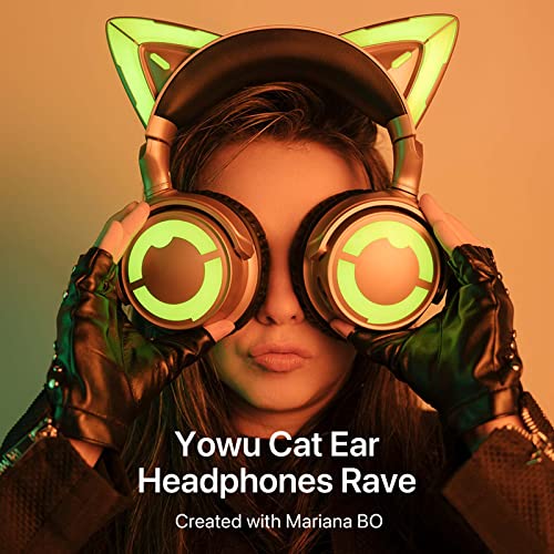 YOWU Cat Ear Headphones 4GS -Wireless Bluetooth Noise Cancelling Headphones