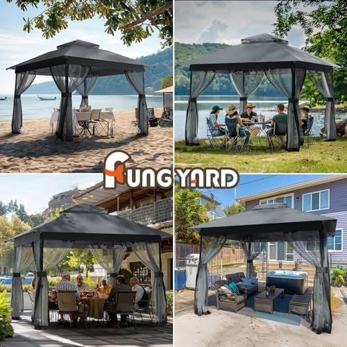 Outdoor Pop Up Gazebo 10x10 - Instant Canopy Tent with Mosquito Nettings