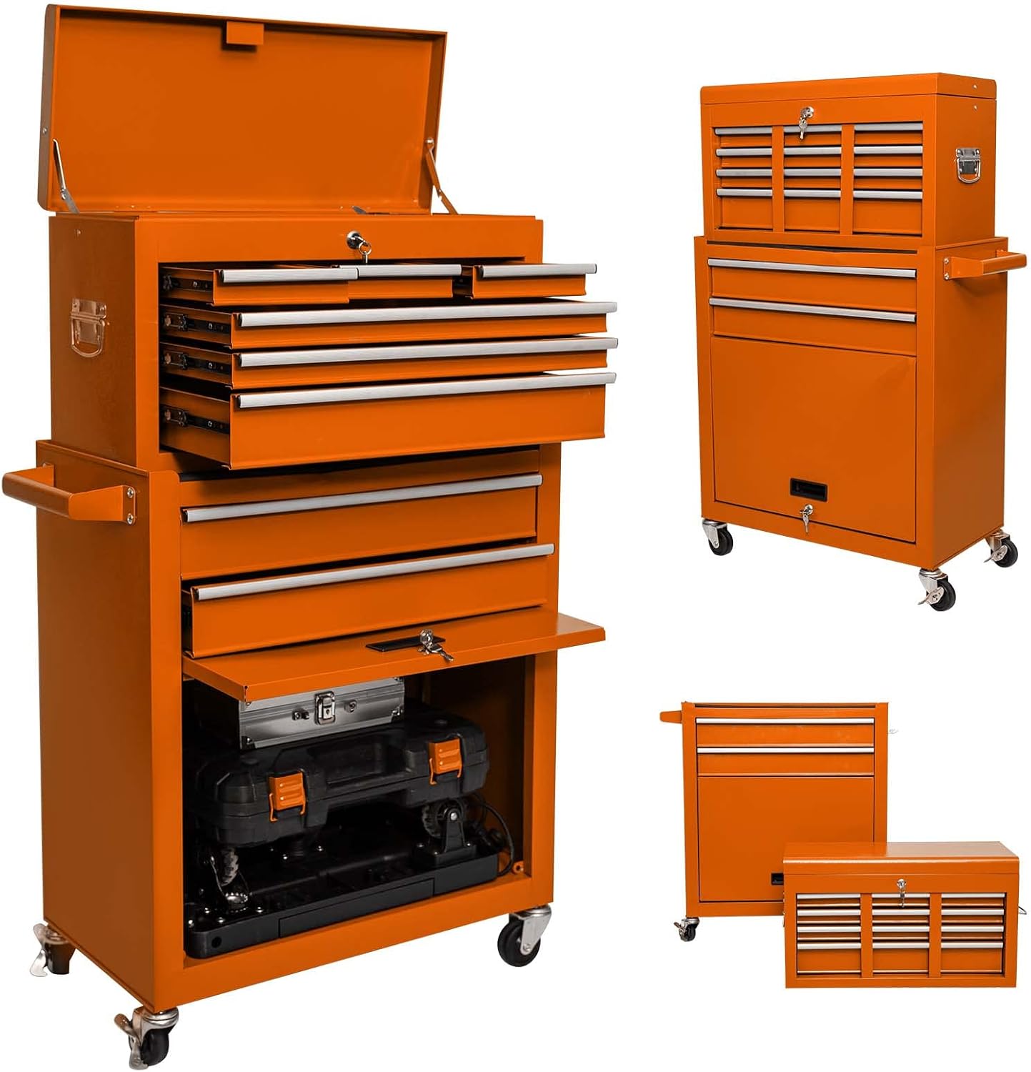 High Capacity 8-Drawer Rolling Tool Chest,Large Removable Portable Tool Chest and Tool Storage Cabinet