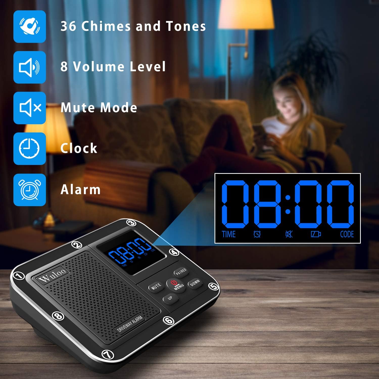 Solar Driveway Alarm Wireless Outside 1800ft Range