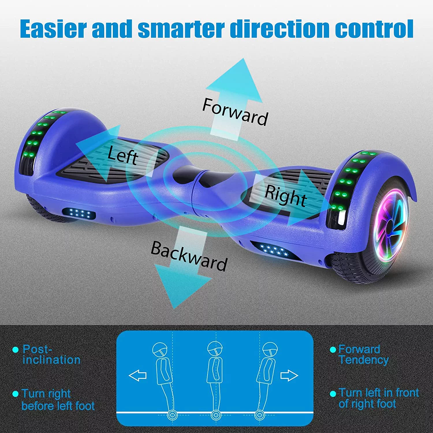 Hoverboard, 6.5" Two-Wheel Self-Balancing Hover Board with Bluetooth Speakers and Fashion LED Lights for Kids - Curated Treasures Market