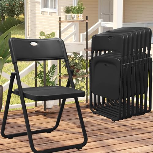YLGJ&TIDY 8 Pack Plastic Folding Chair, Stackable Portable Foldable Chair for Outside, Lightweight Folding Chairs with Ventilation Holes, for Indoor