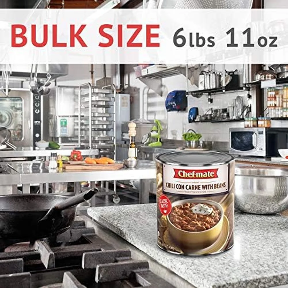 Chef-mate Beef Chili, Canned Beans with Meat, 6 lb 11 oz (Pack of 6)