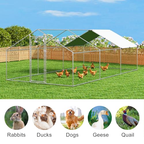 Large Metal Chicken Coop with Waterproof and UV-Resistant Cover