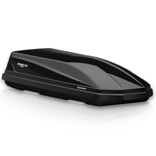 Perflex Exclusive Rooftop Cargo Box Carrier Large 17.7 Cubic Feet Car Top Mount Travel Luggage Storage, Dual Side Opening, 130 Lbs Weight Capacity