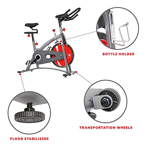 Sunny Health & Fitness Indoor Cycling Exercise Bike w/Adjustable Cushion Seat & Multi-Grip Handlebar