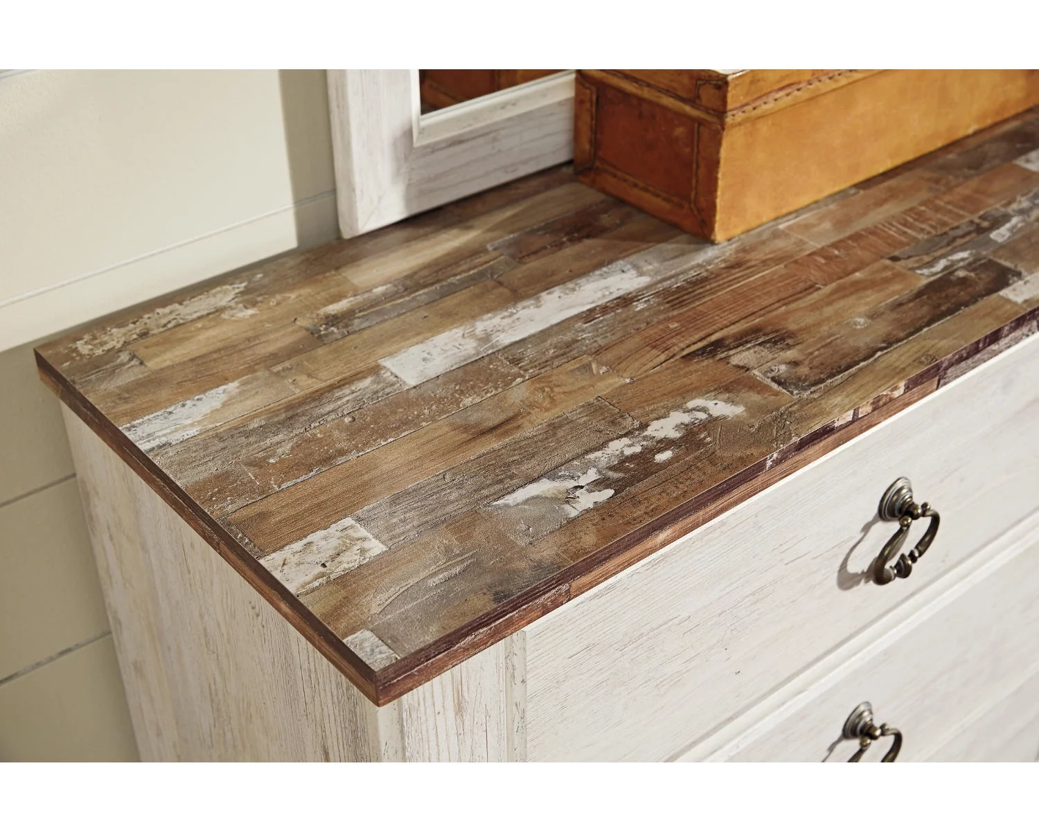 Signature Design by Ashley Willowton Farmhouse 2 Drawer Nightstand with USB Charging Ports, Whitewash