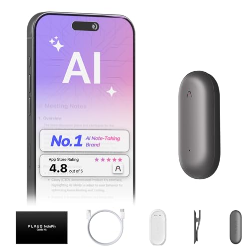 AI Voice Recorder, PLAUD NotePin Voice Recorder, App Control, AI Notetaker, AI Transcribe & Summarize, Support 112 Languages, 64GB Memory