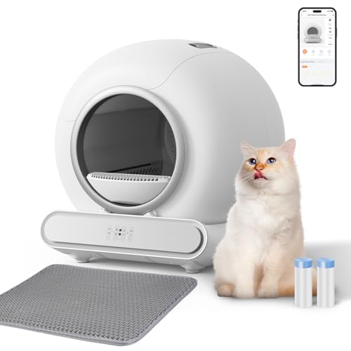 Self Cleaning Litter Box, 65L+9L Large Capacity Automatic Cat Litter Box Self Cleaning for Multiple Cats