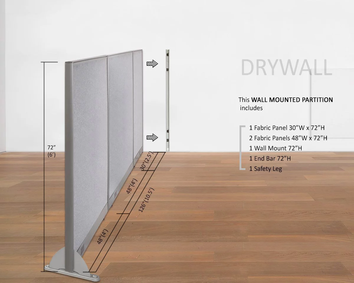 GOF 126"W x 72"H Wall Mounted Office Partition Cubicle Panel Room Divider
