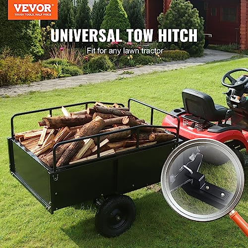 VEVOR Heavy Duty ATV Dump Cart - Steel Tow Behind trailer, 750 lbs, 15 Cubic Feet Garden Utility with Removable Sides