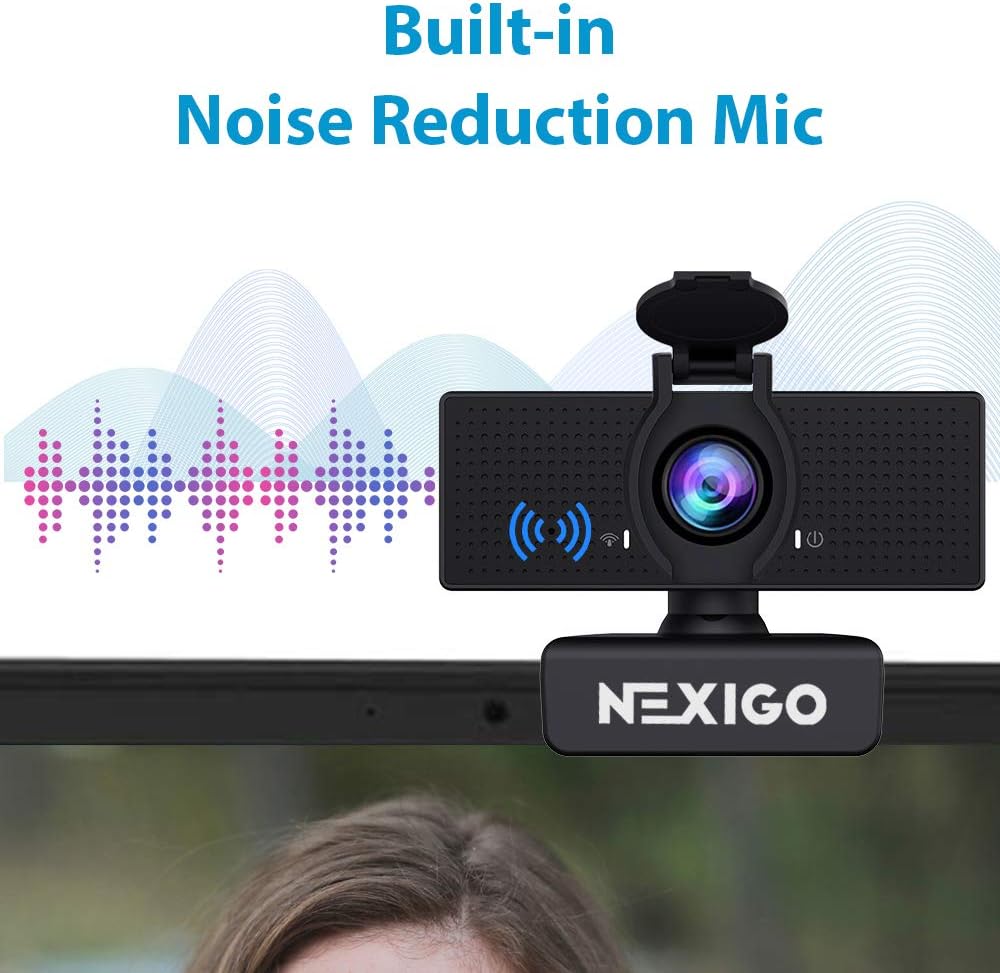NexiGo N60 1080P Web Camera, HD Webcam with Microphone, Software Control & Privacy Cover, USB Computer Camera, 110-degree FOV, Plug and Play