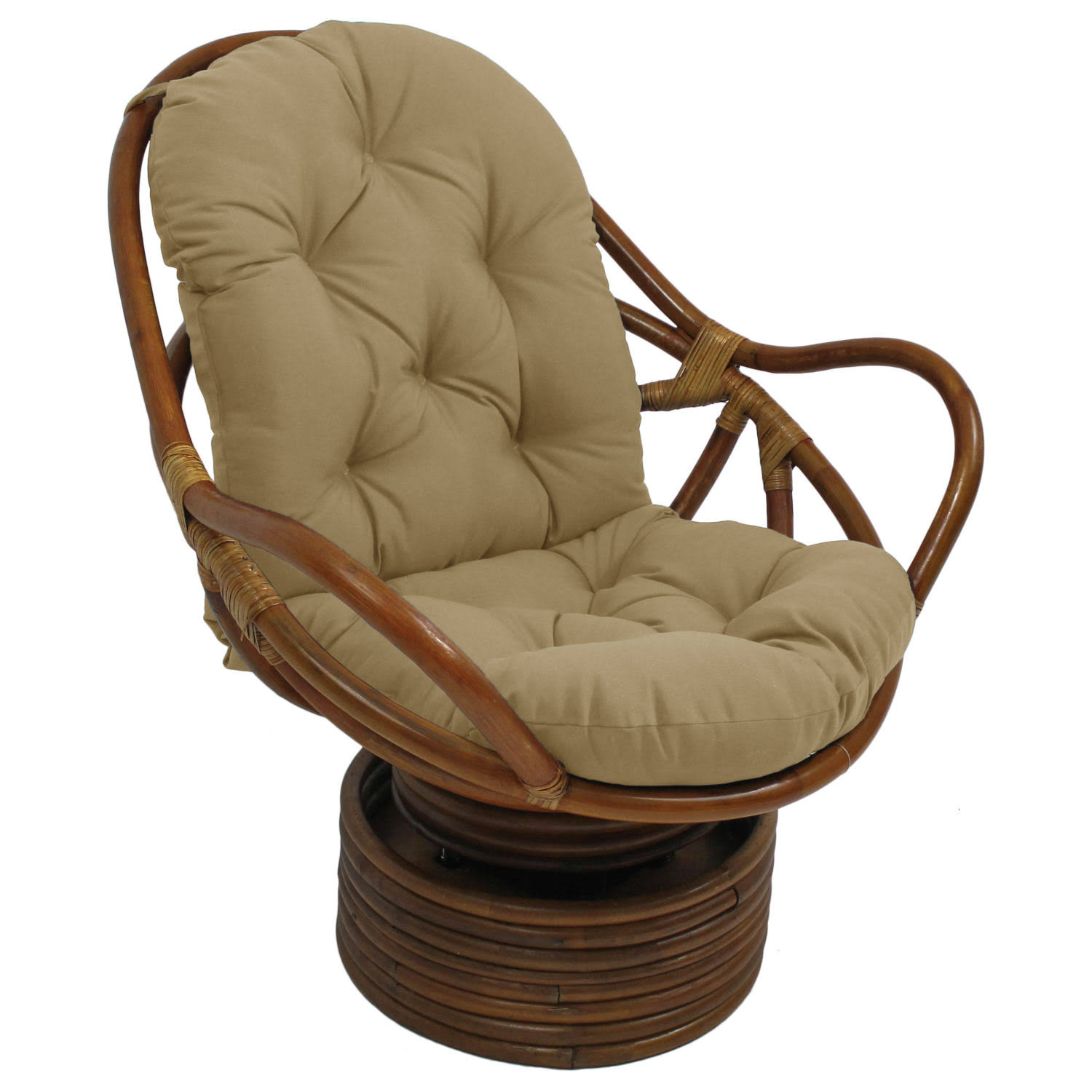 International Caravan Bali Rattan Swivel Rocker Chair Sandstone