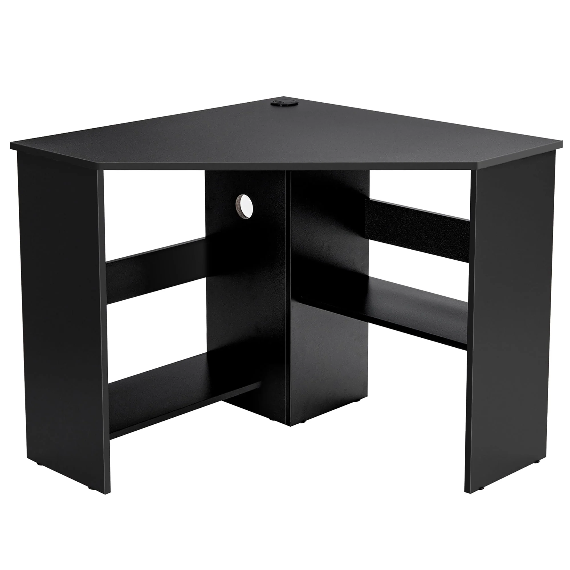 Costway Corner Computer Desk Triangle Writing Workstation w/Storage Shelf Rustic