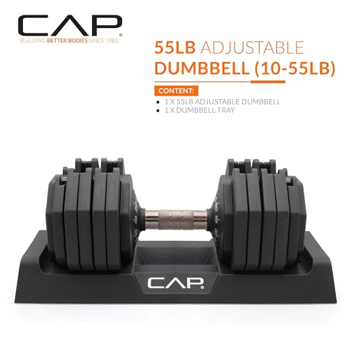CAP Barbell ADJUSTABELL Adjustable 55 lb Hex Dumbbell Weights - Singles & Pairs | Multiple Handle Options
