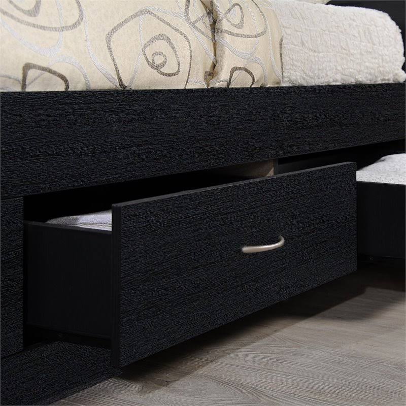 Pemberly Row Twin Captain Storage Bed with 3 Drawers in Black
