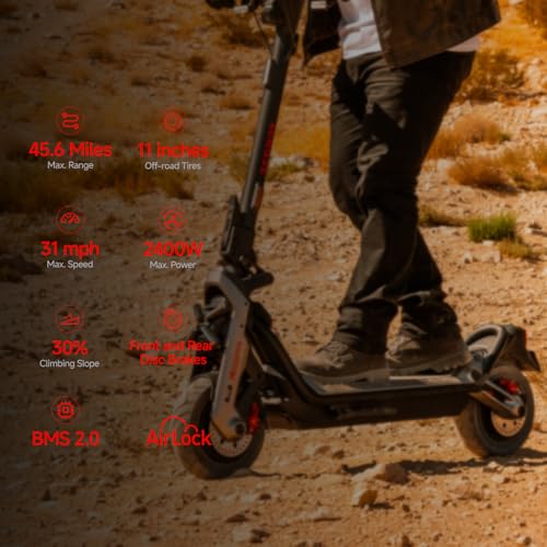 Segway SuperScooter GT3, 31 MPH w/ 45-Mile Long Range, 2400W Peak Motor, Dual Hydraulic Suspension, Self-Sealing Tires
