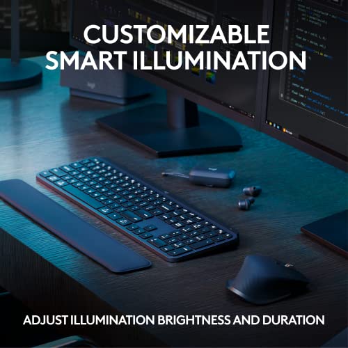 Logitech MX Keys S Combo - Performance Wireless Keyboard and Mouse with Palm Rest, Customizable Illumination, Fast Scrolling, Bluetooth, USB C