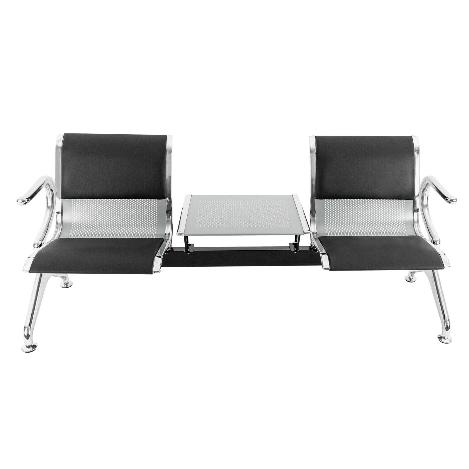 Miumaeov Airport Reception Chairs Waiting Room Chairs with Table and Arms 2 Seat PU Leather Reception Bench Waiting Area Bench Guest Reception Chairs