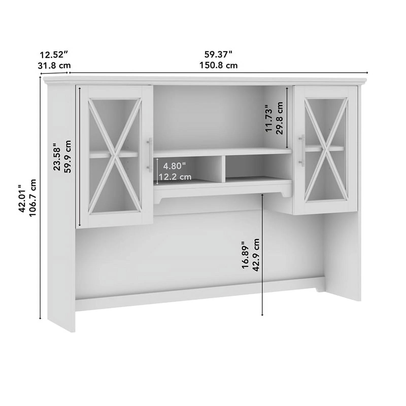 Bowery Hill Engineered Wood Hutch for Buffet Cabinet in Linen White Oak