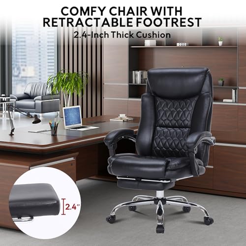 400lbs Reclining Executive Office Chair with Foot Rest,Big and Tall Ergonomic Office Chair with,Home Office Desk Chairs for Heavy People (Khaki)