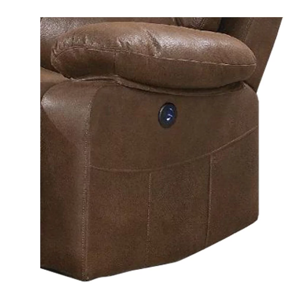 Joanna Brown Breathable Leathrette and Metal Reclining Mechanism with Pine Frame Manual Motion Sofa