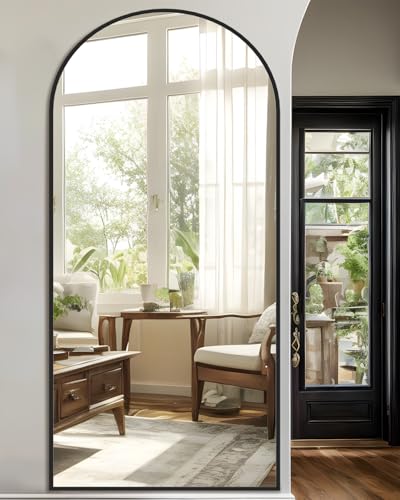 Full Length Mirror, 76"x34" Arched Floor Mirror Freestanding, Floor Standing Full Body Mirror with Stand for Bedroom