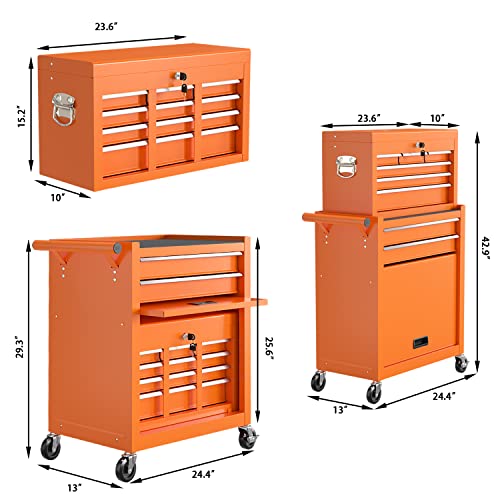 8-Drawer High Capacity Rolling Tool Chest, Removable Cabinet Storage Tool Box with Wheels and Drawers