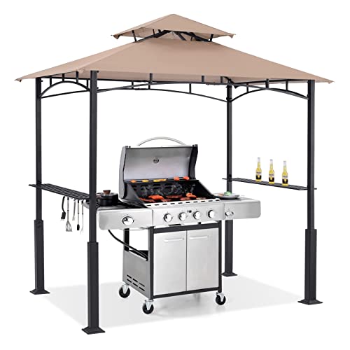 ABCCANOPY 8x5 Grill Gazebo - Outdoor BBQ Canopy Shelter with Led Light for Patio Backyard Grilling (Dark Gray)