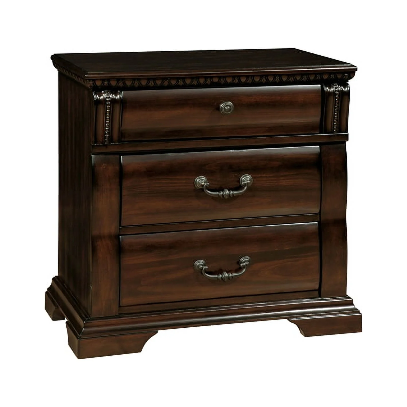 FOA Oulette 3pc Cherry Solid Wood Bedroom Set - King + Nightstand + Chest