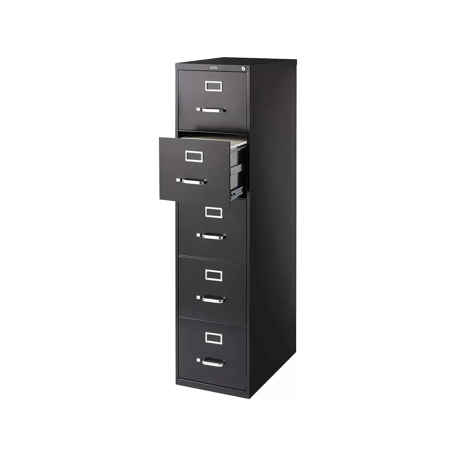 Staples Commercial 5 File Drawer Vertical File Cabinet Locking Black Letter 26.5"D (21917D)