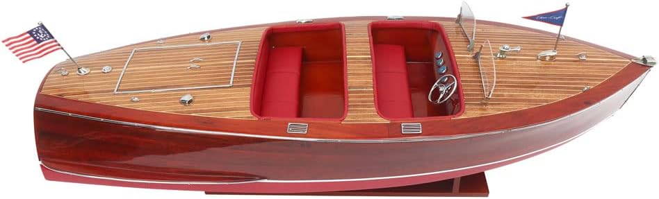 Seacraft Gallery Chris Craft Barrel Back Wooden Model Boat 31.5" - Assembled Wooden Toy Boat D&eacute;cor - Handmade Scale Model Boat