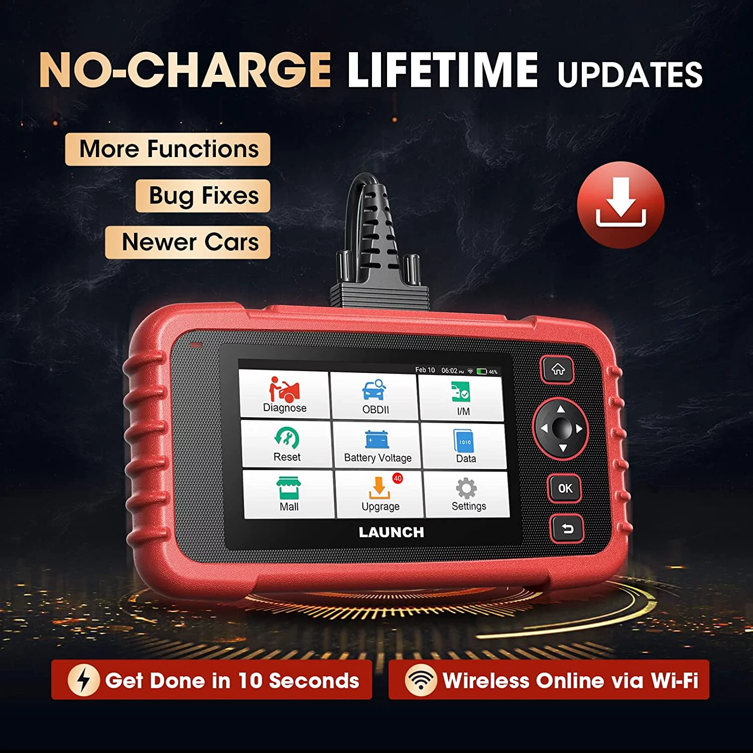 OBD2 Scanner LAUNCH CRP129X Elite  ABS SRS Transmission Check Engine Light Code Reader 8 Reset Oil/EPB/SAS/TPMS/BMS/Throttle/DPF