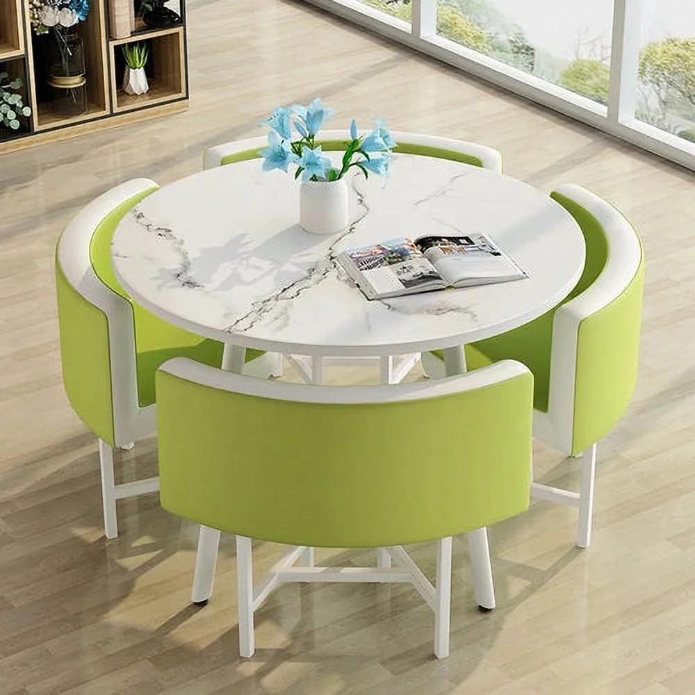 Dining Table Set 4 Chairs Office Reception Seat Suits Negotiation Table Casual Visitor Round Table Visitor Office Desk Chair Set