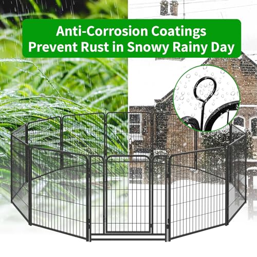 Dog Playpen Outdoor Extra Wide 12 Panels Heavy Duty Anti-Rust Coating-Strengthened Dog Fence 40" Height with Doors Portable for RV Camping Yard