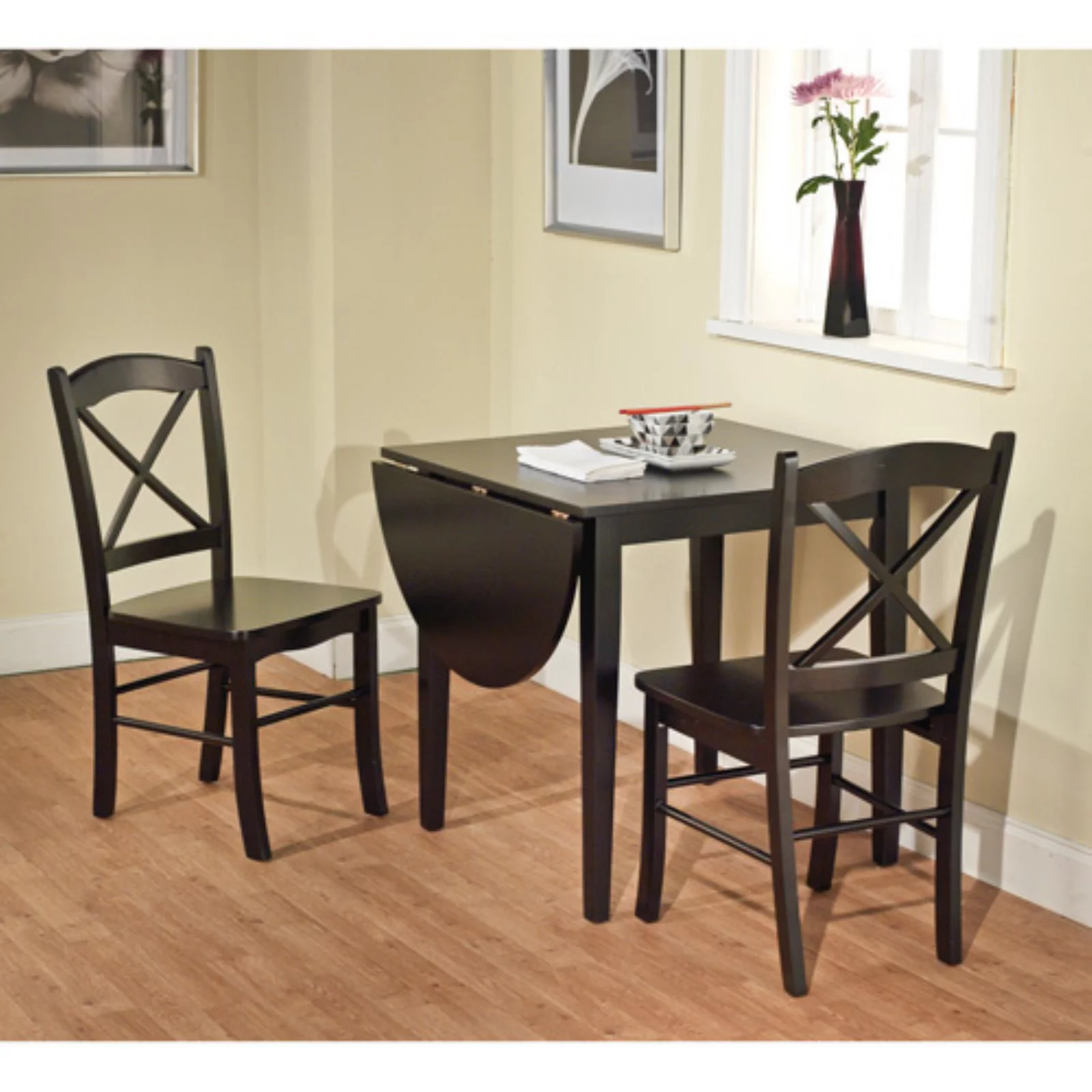 Simple Living  Country Cottage Drop Leaf 3-piece Dining Set White/Natural White Finish, Natural Finish