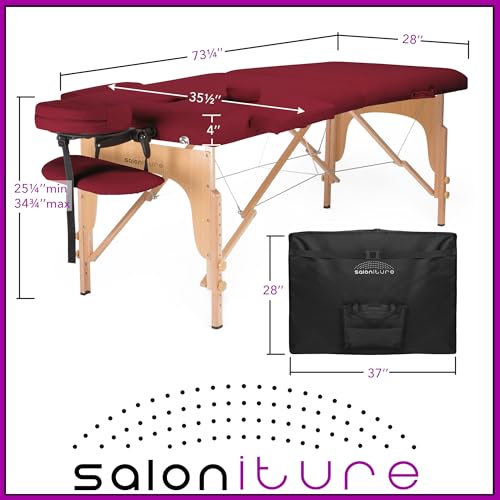 Saloniture Professional Portable Folding Massage Table with Carrying Case - Black