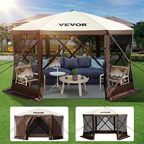 VEVOR Pop Up Gazebo Screen Tent, Pop-Up Instant Gazebo Tents with Mosquito Netting Outdoor Canopy