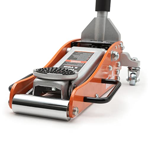TONDA Floor Jack, Low Profile 2 Ton Hydraulic Aluminum and Steel Car Jack with Dual Pump System, Rapid Lift, Blue