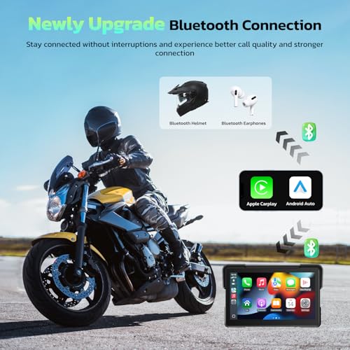 LAMTTO 7-Inch Wireless Motorcycle Carplay GPS Navigation System with Apple Carplay and Android Auto