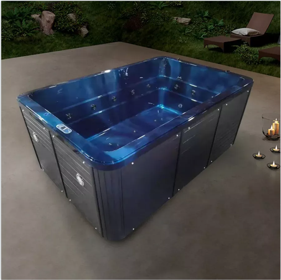 118" OUTDOOR SPA 24-JET ACRYLIC HOT TUB WITH WATERFALL UP TO 8-PERSON